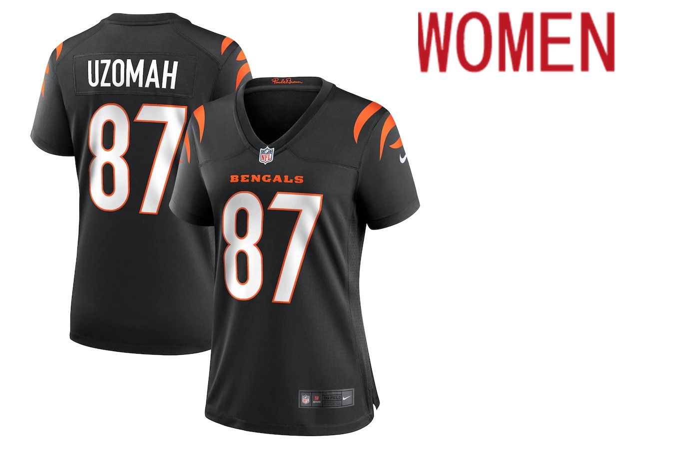 Women Cincinnati Bengals #87 C.J. Uzomah Nike Black Game NFL Jersey